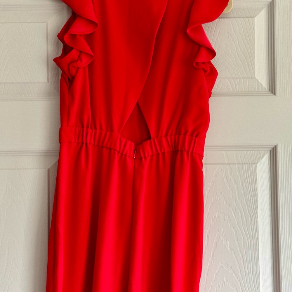 Red Ruffled Jumpsuit - Picture 2 of 2